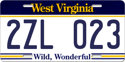 WV license plate 2ZL023