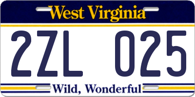 WV license plate 2ZL025