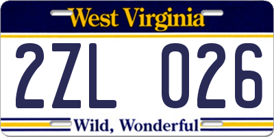 WV license plate 2ZL026