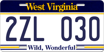 WV license plate 2ZL030