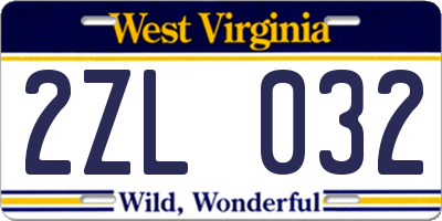 WV license plate 2ZL032