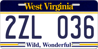 WV license plate 2ZL036
