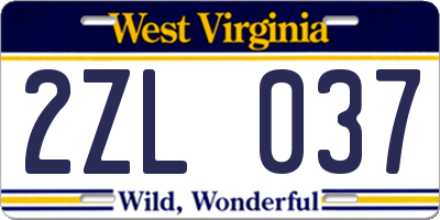WV license plate 2ZL037