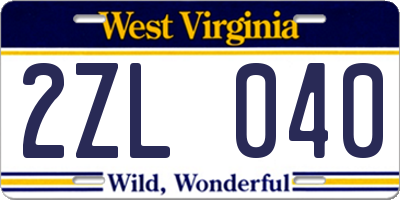 WV license plate 2ZL040