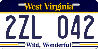 WV license plate 2ZL042