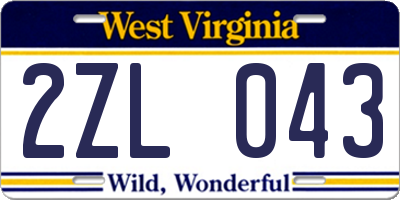 WV license plate 2ZL043