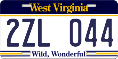 WV license plate 2ZL044