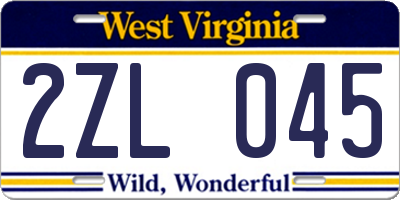 WV license plate 2ZL045