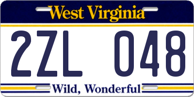 WV license plate 2ZL048