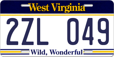 WV license plate 2ZL049