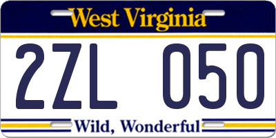 WV license plate 2ZL050