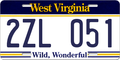 WV license plate 2ZL051