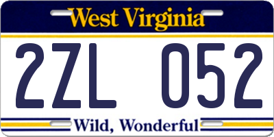 WV license plate 2ZL052
