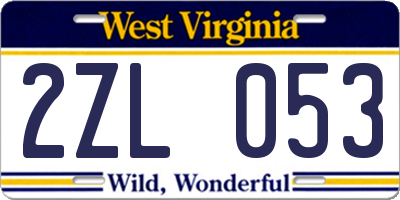 WV license plate 2ZL053