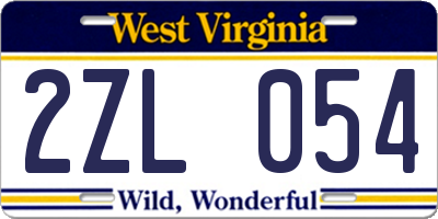 WV license plate 2ZL054