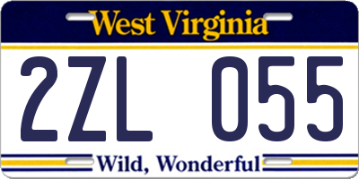 WV license plate 2ZL055