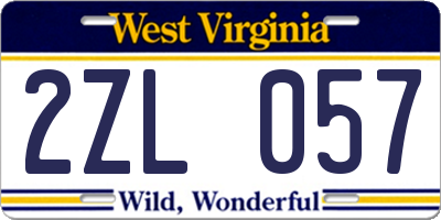 WV license plate 2ZL057