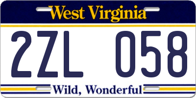 WV license plate 2ZL058