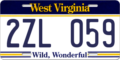 WV license plate 2ZL059