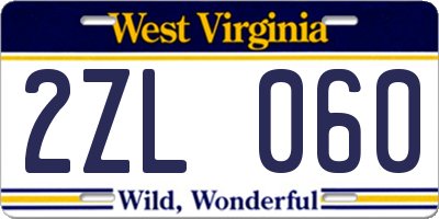 WV license plate 2ZL060