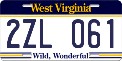 WV license plate 2ZL061