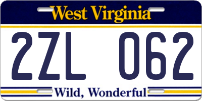 WV license plate 2ZL062