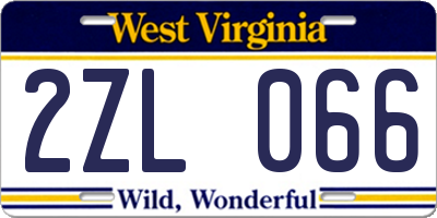WV license plate 2ZL066