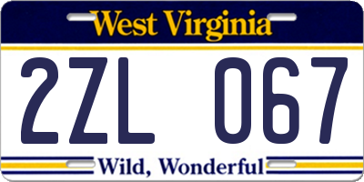WV license plate 2ZL067