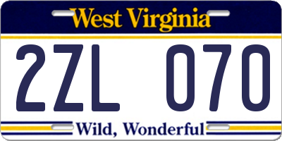 WV license plate 2ZL070