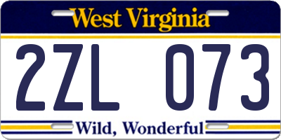 WV license plate 2ZL073