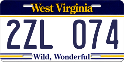 WV license plate 2ZL074