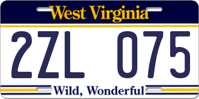 WV license plate 2ZL075