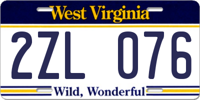 WV license plate 2ZL076