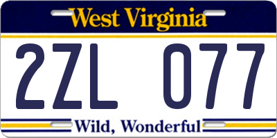 WV license plate 2ZL077