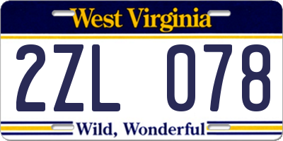 WV license plate 2ZL078