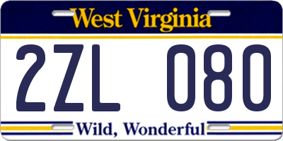 WV license plate 2ZL080
