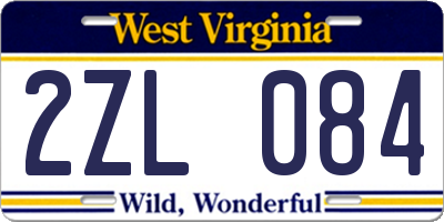 WV license plate 2ZL084