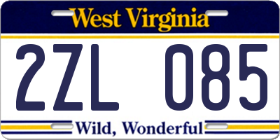 WV license plate 2ZL085