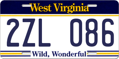 WV license plate 2ZL086