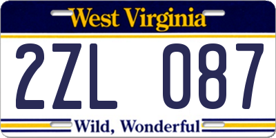 WV license plate 2ZL087