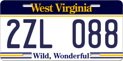 WV license plate 2ZL088