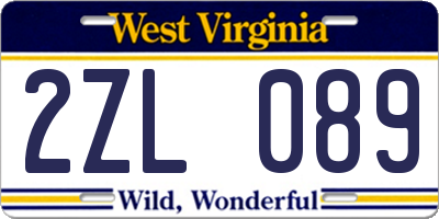 WV license plate 2ZL089