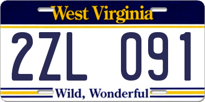WV license plate 2ZL091