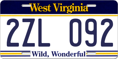 WV license plate 2ZL092