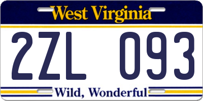 WV license plate 2ZL093