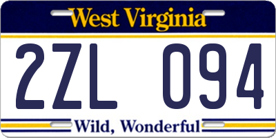 WV license plate 2ZL094