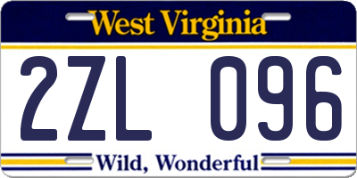 WV license plate 2ZL096