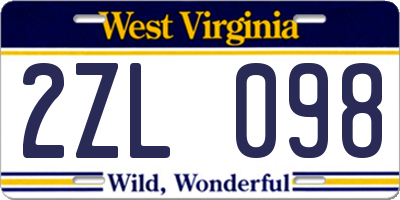 WV license plate 2ZL098