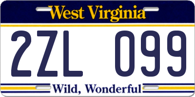 WV license plate 2ZL099