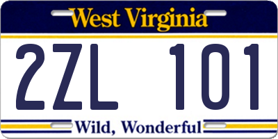 WV license plate 2ZL101